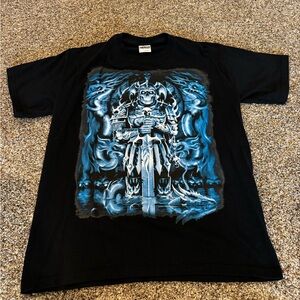Gildan Black T-Shirt with Blue Warrior Graphic